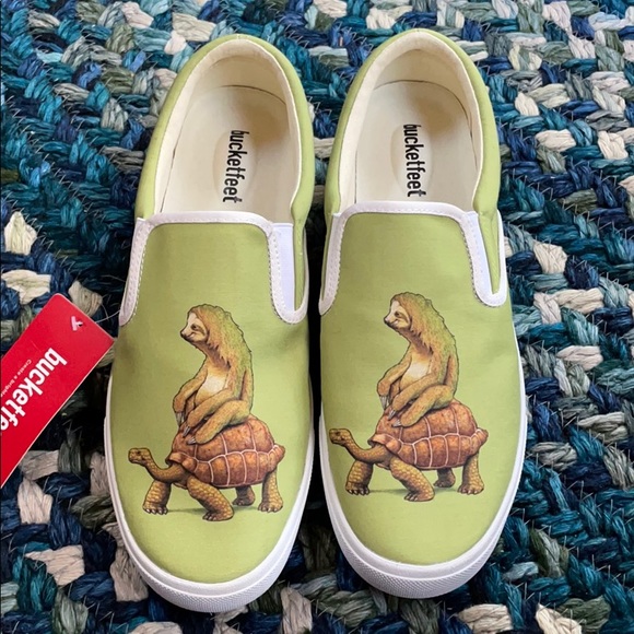 Bucket Feet Shoes - Bucketfeet Sloth Turtle Slip Ons
